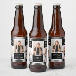 Grattis på födelsedagen Bunting Photo Collage 21:a Ölflaska Etikett