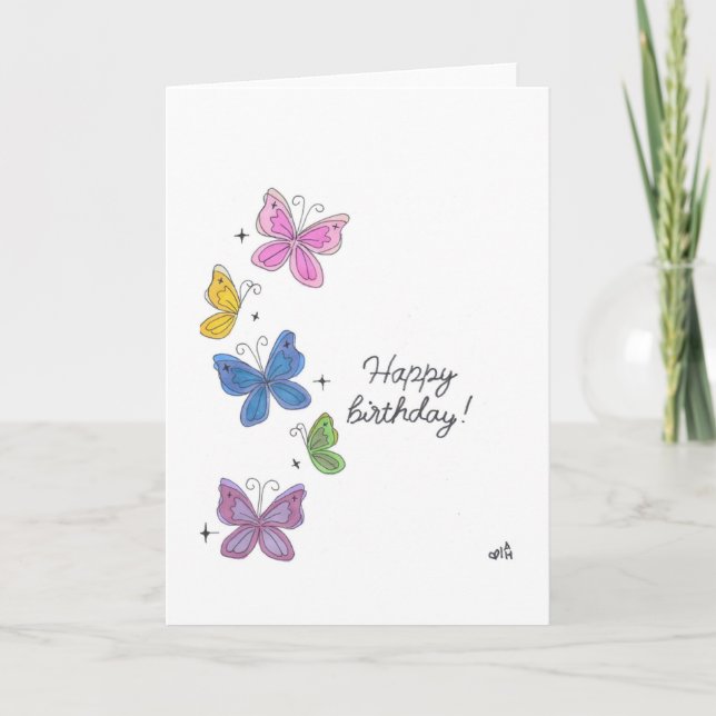 Grattis på födelsedagen Butterflies - Många - kort (Framsida)