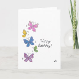 Grattis på födelsedagen Butterflies - Många - kort