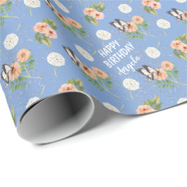 Grattis på födelsedagen Butterfly Blommigt Personl Presentpapper