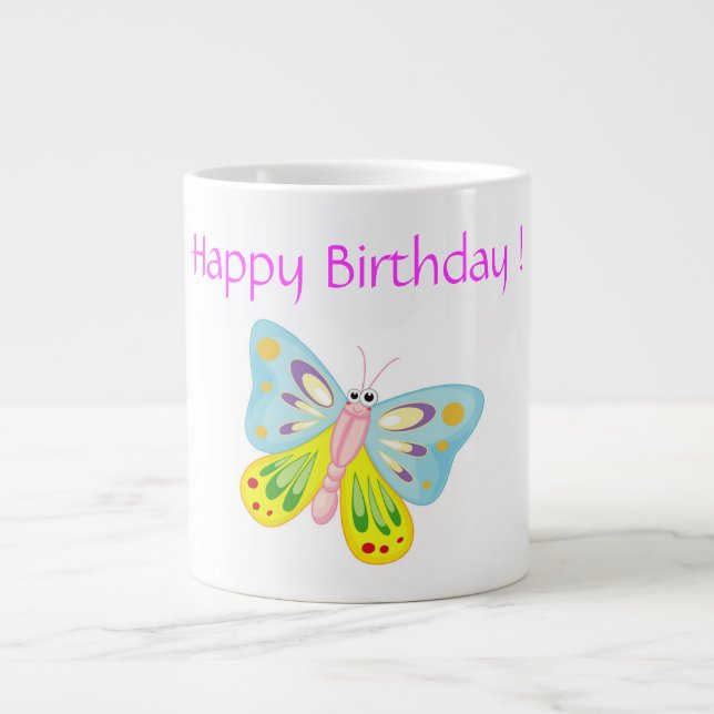 "GRATTIS PÅ FÖDELSEDAGEN" BUTTERFLY JUMBO MUGG (Framsidan)