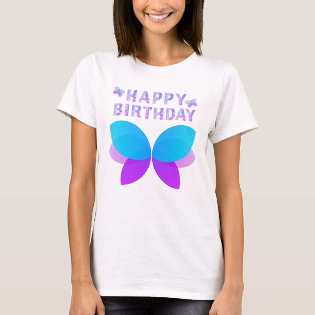 Grattis på födelsedagen Butterfly T-Shirt (Framsida)