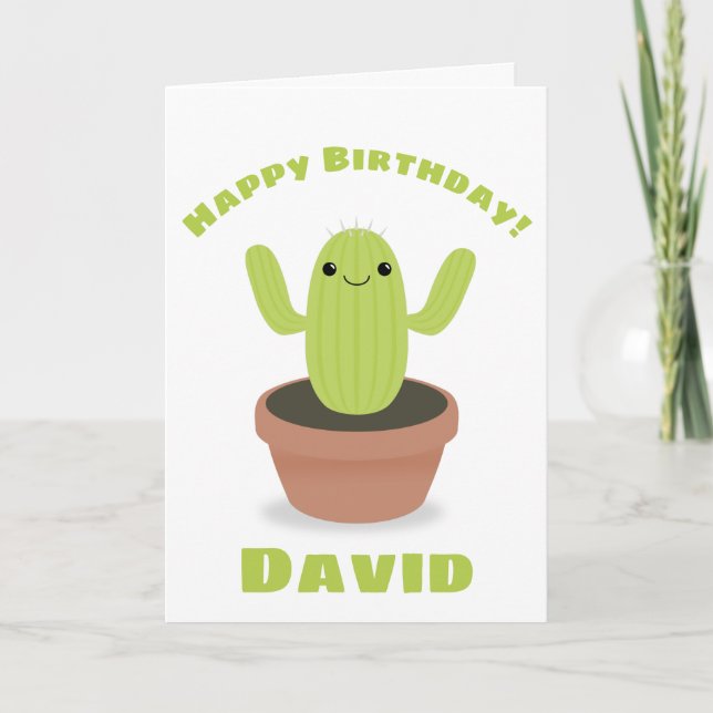 Grattis på födelsedagen Cactus Helgkort (Framsida)