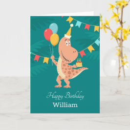Grattis på födelsedagen Cake Balloon Cute Dinosaur Kort