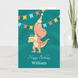Grattis på födelsedagen Cake Candles Cute Dinosaur Kort