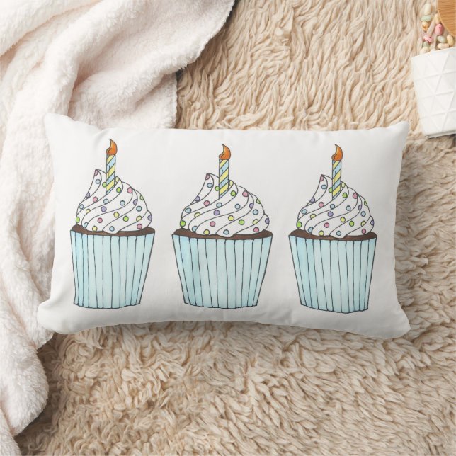 Grattis på födelsedagen Cake Cuptårta Pillow Lumbarkudde (Filt)