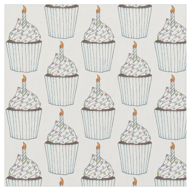 Grattis på födelsedagen Cake Cuptårta Sprinkles Fi Tyg (Närbild)