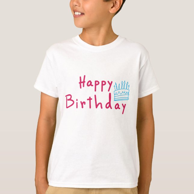 Grattis på födelsedagen Cake Design T Shirt (Framsida)