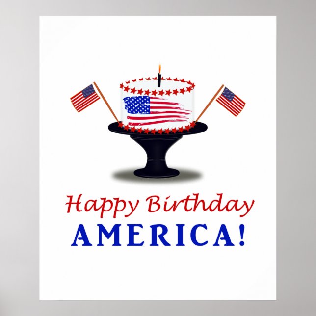 Grattis på födelsedagen Cake for America Poster (Framsidan)