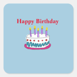 GRATTIS PÅ FÖDELSEDAGEN CAKE FYRKANTIGT KLISTERMÄRKE