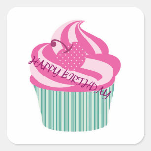 Grattis på födelsedagen Cake Fyrkantigt Klistermärke