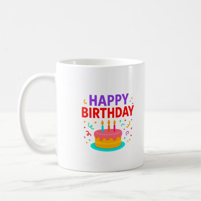Grattis på födelsedagen Cake Graphic Kaffemugg (Vänster)