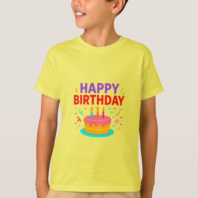 Grattis på födelsedagen Cake Graphic T Shirt (Framsida)
