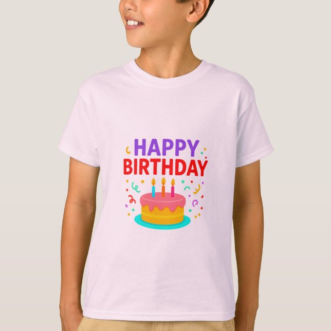 Grattis på födelsedagen Cake Graphic T Shirt (Framsida)