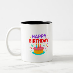 Grattis på födelsedagen Cake Graphic Två-Tonad Mugg