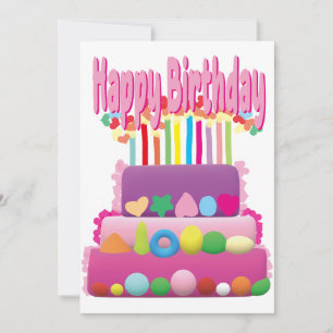 Grattis på födelsedagen Cake Inbjudningar