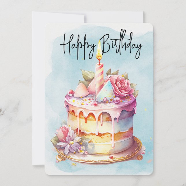 Grattis på födelsedagen Cake Julkort (Framsida)