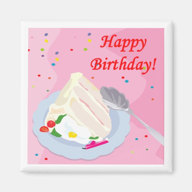Grattis på födelsedagen Cake Magnet (Framsidan)