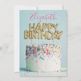 Grattis på födelsedagen Cake Monogram Namn Julkort