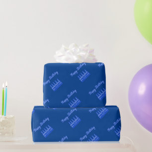 Grattis på födelsedagen Cake Neon Blue Sign Text o Presentpapper