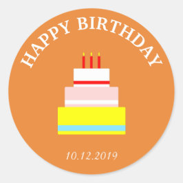 Grattis på födelsedagen Cake Party Firande Datumlj Runt Klistermärke