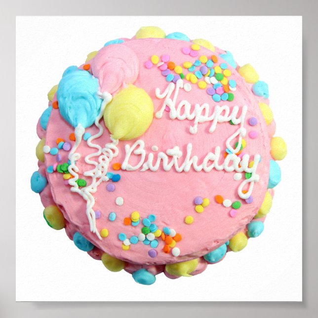 Grattis på födelsedagen Cake Poster (Framsidan)