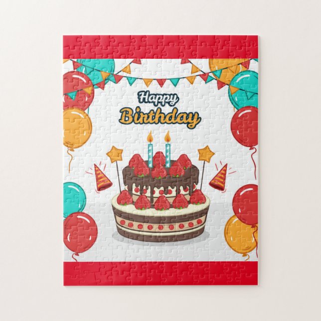 Grattis på födelsedagen Cake Pussel (Vertikal)