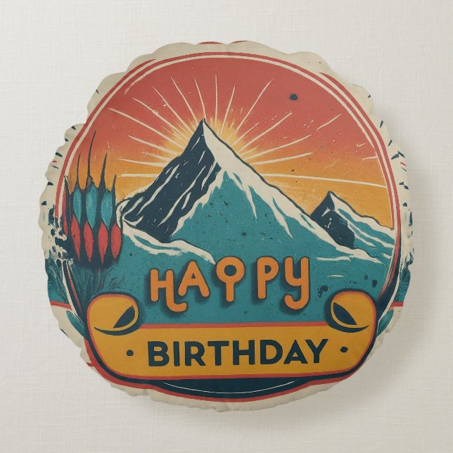 Grattis på födelsedagen Cake Rund Kudde (Framsidan)