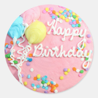 Grattis på födelsedagen Cake Runt Klistermärke