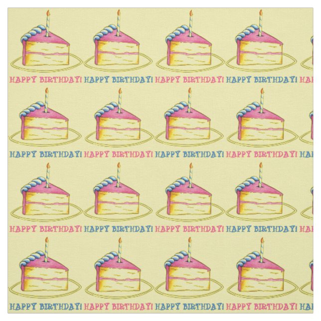 Grattis på födelsedagen! Cake Segce Candle Rosa Gu Tyg (Provkarta)