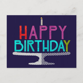 Grattis på födelsedagen Cake Typography-vykort Vykort