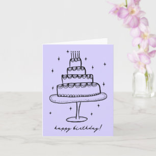 Grattis på födelsedagen Cake Whimsical Sketch Dood Kort
