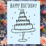 Grattis på födelsedagen Cake Whimsical Sketch Dood Vykort<br><div class="desc">Söt teckning av en söt kaka för att önska någon ett grattis på födelsedagen! Klicka på "Redigera med verktyg" för att justera typsnitt, färg och placeringar. Du kan också ändra bakgrunden till färg eller leta efter fler alternativ för färg i min butik. Anpassa med egen text. Kolla min butik för...</div>