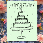 Grattis på födelsedagen Cake Whimsical Sketch Dood Vykort<br><div class="desc">Söt teckning av en söt kaka för att önska någon ett grattis på födelsedagen! Klicka på "Redigera med verktyg" för att justera typsnitt, färg och placeringar. Du kan också ändra bakgrunden till färg eller leta efter fler alternativ för färg i min butik. Anpassa med egen text. Kolla min butik för...</div>