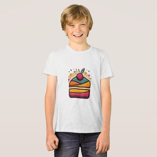 Grattis på födelsedagen Cake Youth Tri-Blend T Shirt (Framsida Full)