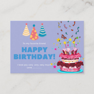 Grattis på födelsedagen CakeColorful Card, bästa v Visitkort