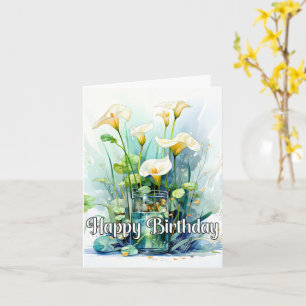 Grattis på födelsedagen Calla Lilies Flowers Kort