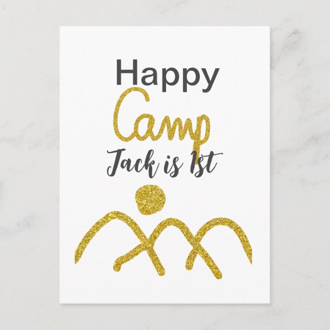 Grattis på födelsedagen camping barn ett glada gul vykort (Framsida)