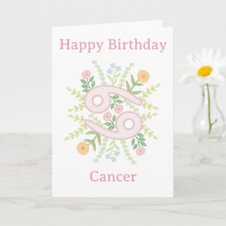 Grattis på födelsedagen Cancer Blommig Illustratio Kort