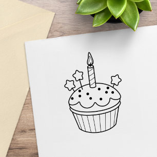 Grattis på födelsedagen Candle Cuptårta Färg Me Stämpel