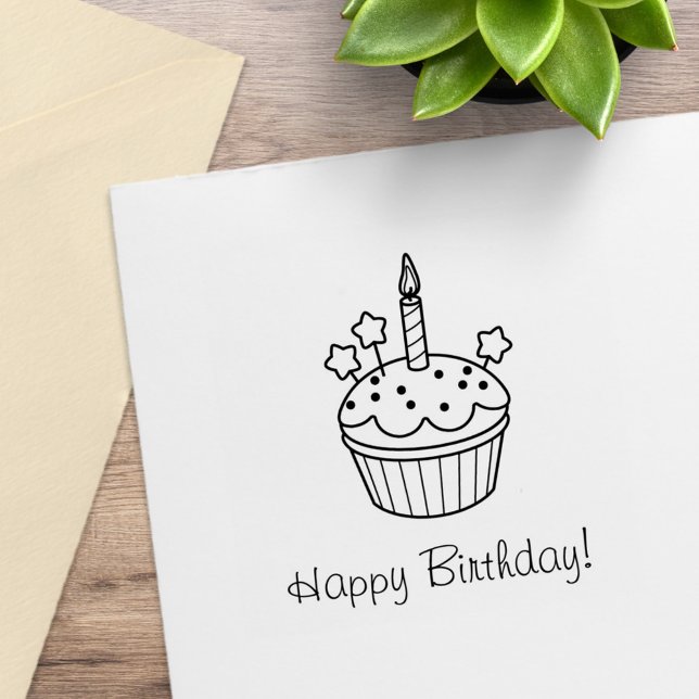 Grattis på födelsedagen Candle Cuptårta Färg Me Stämpel (Skapare uppladdad)