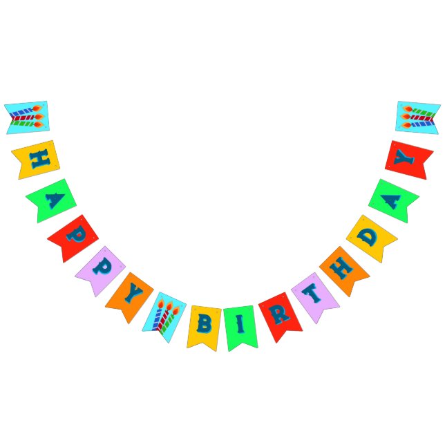 Grattis på födelsedagen Candles och Färg Vimplar (Alla)