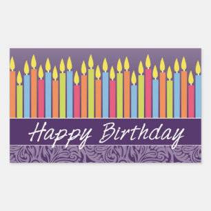 grattis på födelsedagen Candles Rektangulärt Klistermärke
