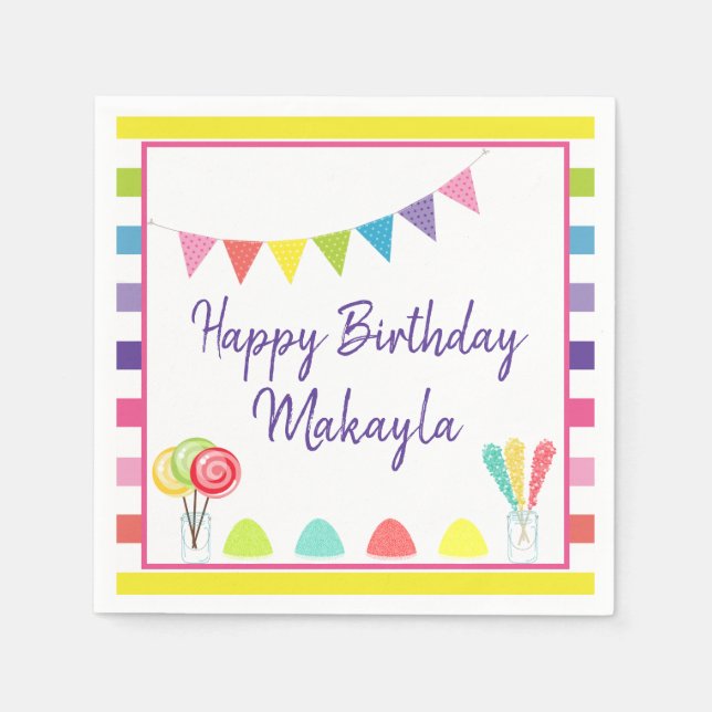 Grattis på födelsedagen Candy Land Sweet Anpassnin Pappersservett (Framsidan)