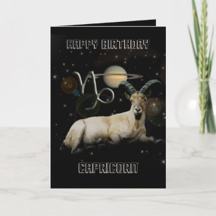 Grattis på födelsedagen Capricorn Goat Saturn Häls Kort