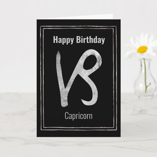 Grattis på födelsedagen Capricorn silver zodiac as Kort (Liten växt)