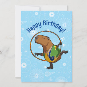 Grattis på födelsedagen! Capybara Gymnast with Rin Kort