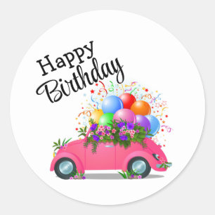 Grattis på födelsedagen Car Runt Klistermärke