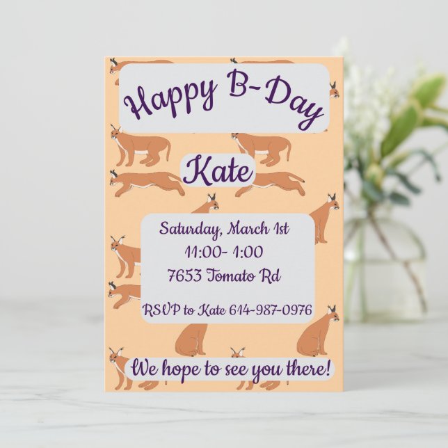 Grattis på födelsedagen Caracals Inbjudningar (Stående Fram)