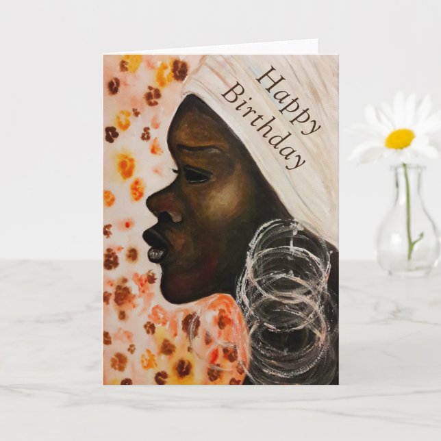 Grattis på födelsedagen Card African Beauty Girl Kort (Liten växt)